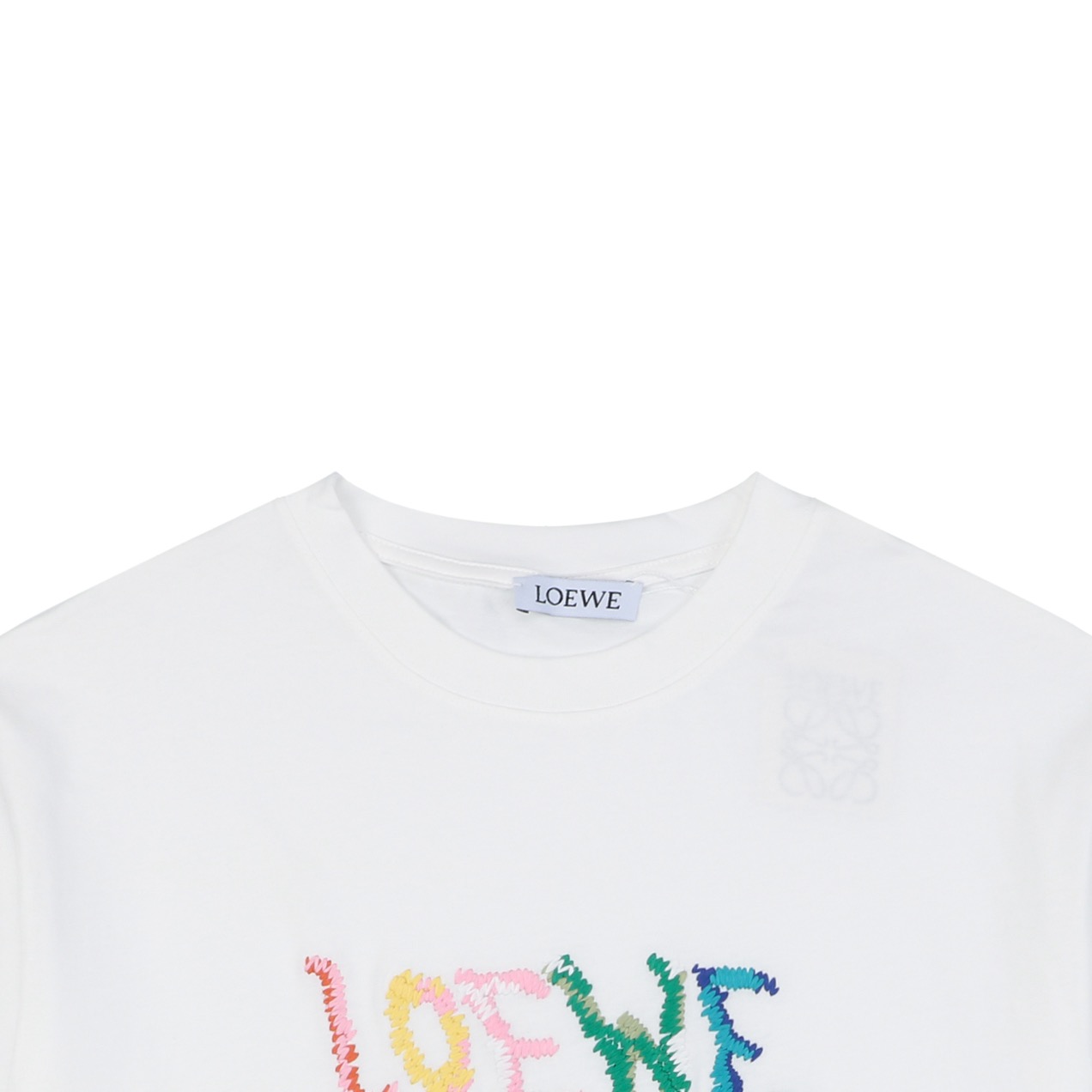 LOEWE/罗意威 26SS彩色毛线刺绣圆领短袖T恤 黑色 白色-Chinese UA Cheap High Quatity Brand Clothes Bags handbags Sneakers wholesale wholesaler seller from China Factory suppliers Fashion Clothing Shoes best Quality Beautiful Price LOEWE/罗意威 26SS彩色毛线刺绣圆领短袖T恤 黑色 白色