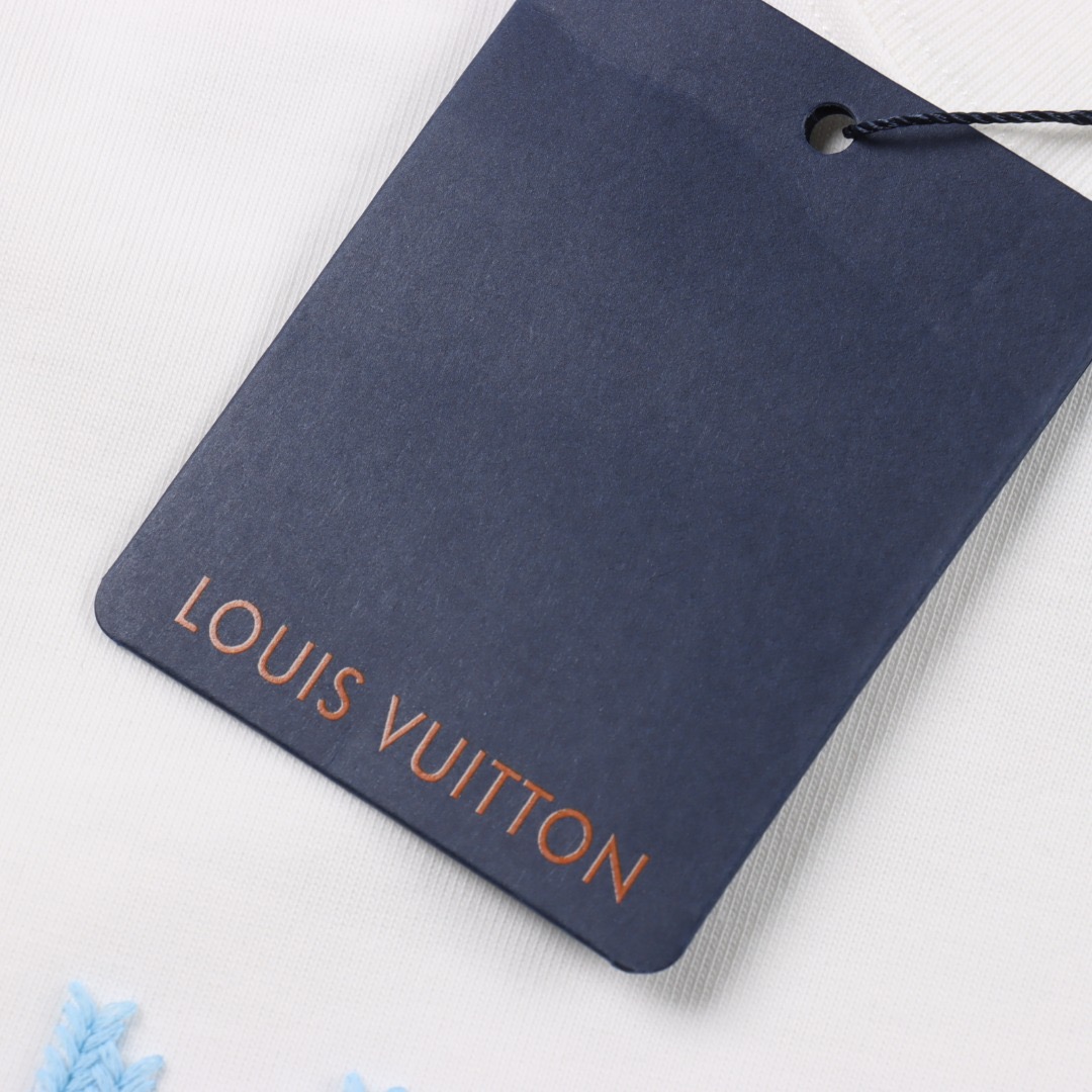 LOUIS VUITTON/路易威登 26SS蓝色字母编织刺绣短袖T恤 黑色 白色