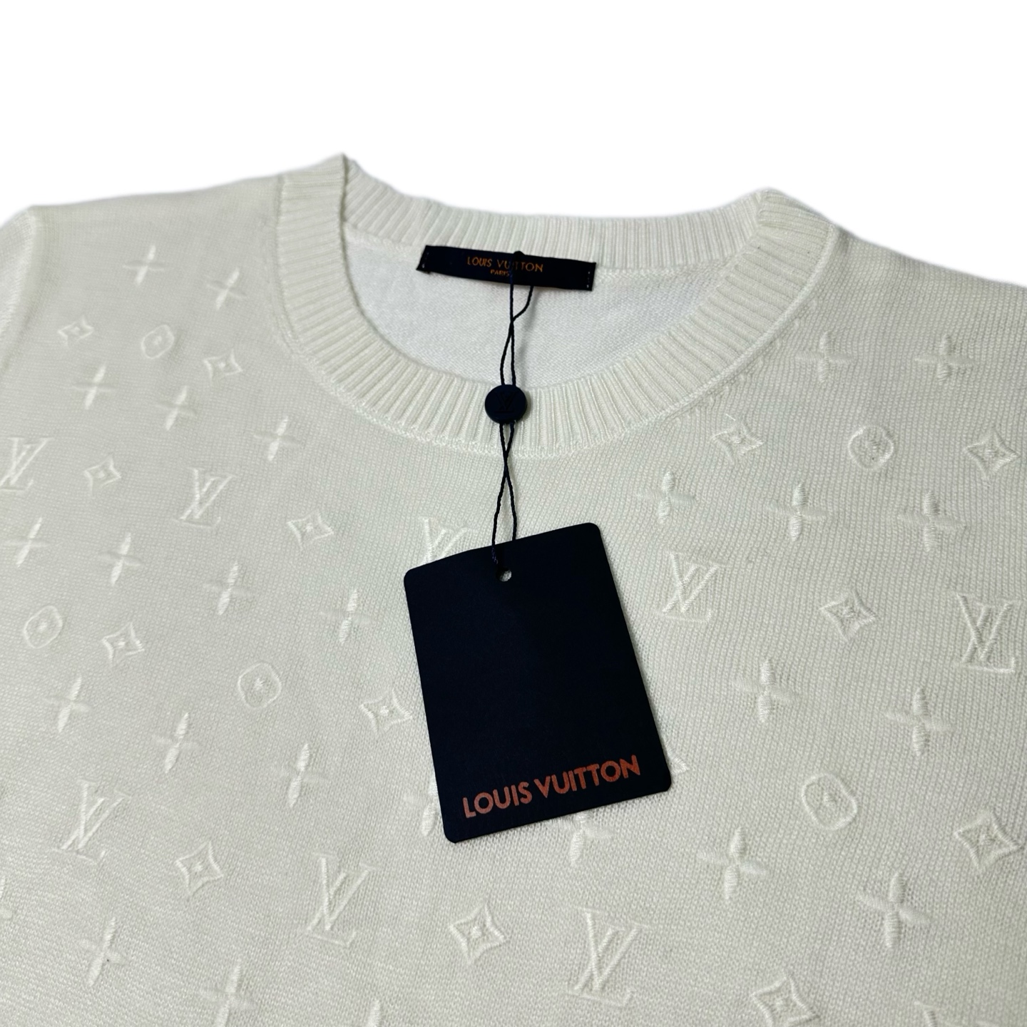 LOUIS VUITTON/路易威登 满印老花提花短袖针织衫 白色-Chinese UA Cheap High Quatity Brand Clothes Bags handbags Sneakers wholesale wholesaler seller from China Factory suppliers Fashion Clothing Shoes best Quality Beautiful Price LOUIS VUITTON/路易威登 满印老花提花短袖针织衫 白色