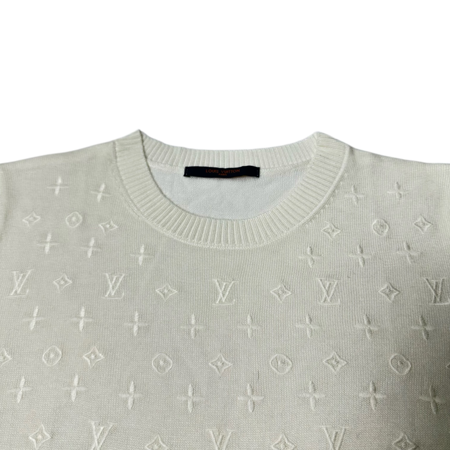 LOUIS VUITTON/路易威登 满印老花提花短袖针织衫 白色-Chinese UA Cheap High Quatity Brand Clothes Bags handbags Sneakers wholesale wholesaler seller from China Factory suppliers Fashion Clothing Shoes best Quality Beautiful Price LOUIS VUITTON/路易威登 满印老花提花短袖针织衫 白色