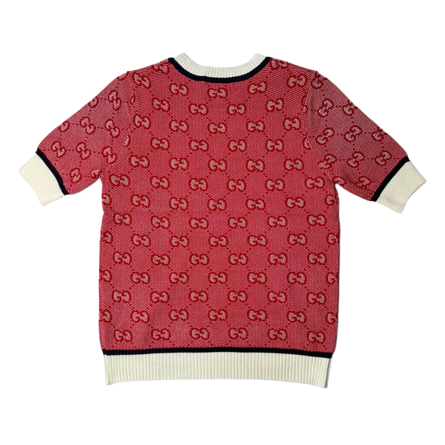 GUCCI/古驰 满印GG提花字母针织短袖 白粉色-Chinese UA Cheap High Quatity Brand Clothes Bags handbags Sneakers wholesale wholesaler seller from China Factory suppliers Fashion Clothing Shoes best Quality Beautiful Price GUCCI/古驰 满印GG提花字母针织短袖 白粉色