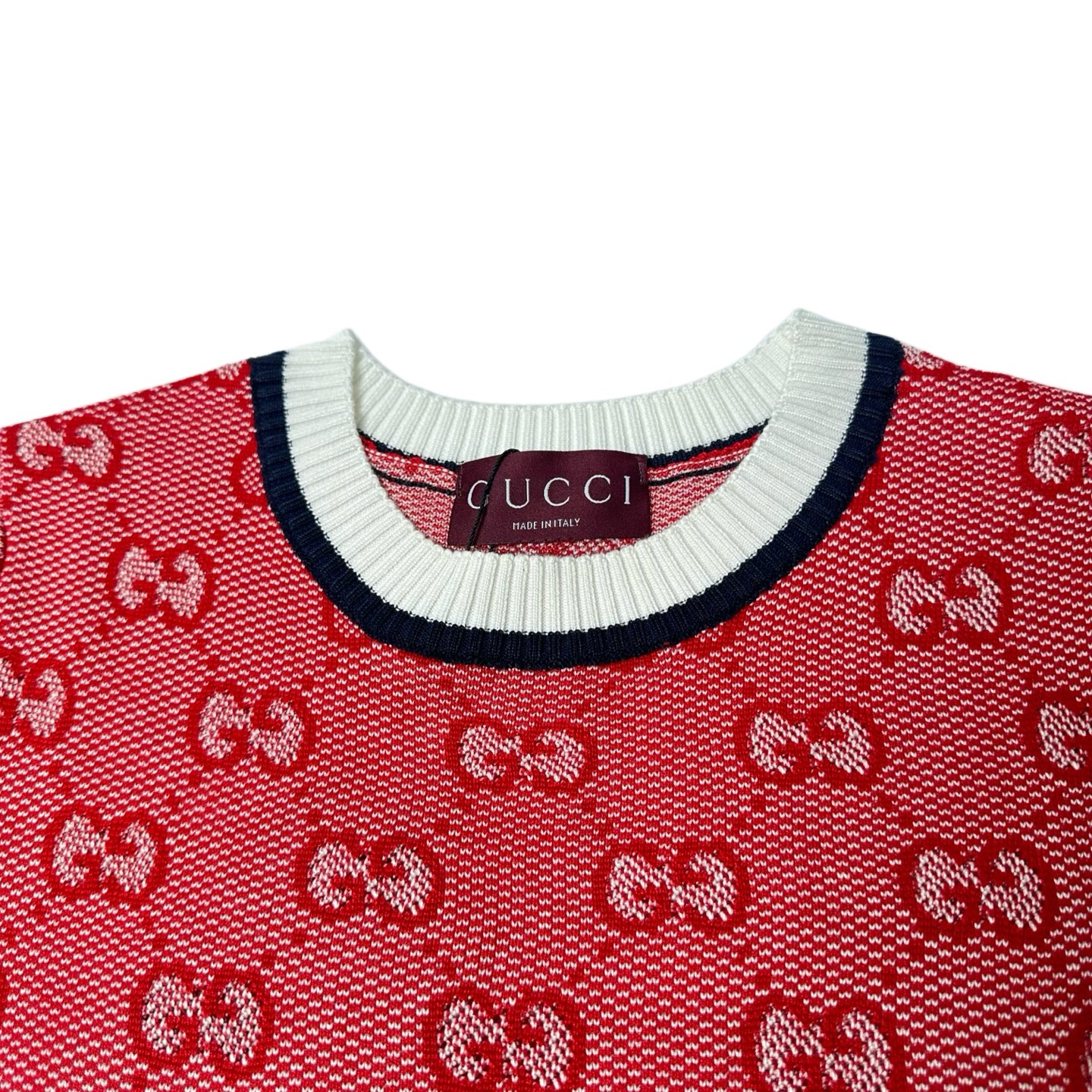 GUCCI/古驰 满印GG提花字母针织短袖 白粉色-Chinese UA Cheap High Quatity Brand Clothes Bags handbags Sneakers wholesale wholesaler seller from China Factory suppliers Fashion Clothing Shoes best Quality Beautiful Price GUCCI/古驰 满印GG提花字母针织短袖 白粉色