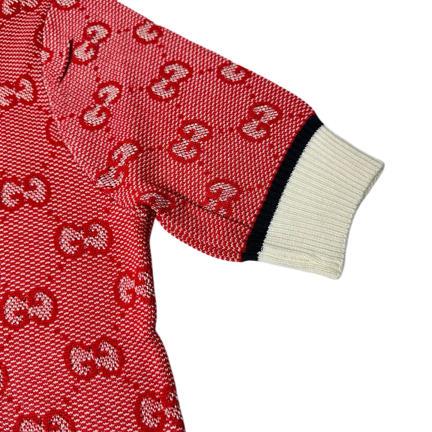 GUCCI/古驰 满印GG提花字母针织短袖 白粉色-Chinese UA Cheap High Quatity Brand Clothes Bags handbags Sneakers wholesale wholesaler seller from China Factory suppliers Fashion Clothing Shoes best Quality Beautiful Price GUCCI/古驰 满印GG提花字母针织短袖 白粉色