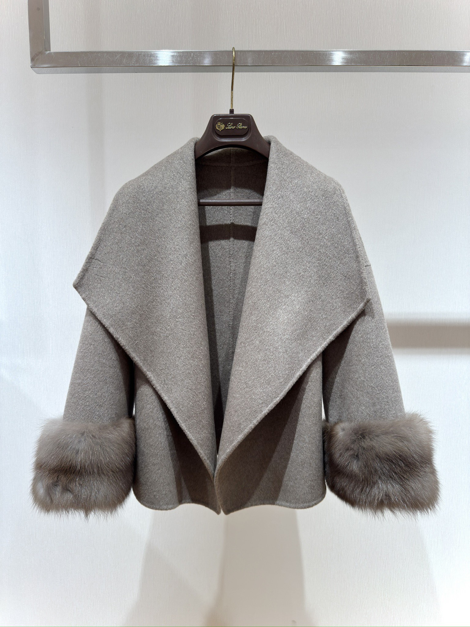 Loro Piana Style Purple Mink Sleeve Short Coat – Elegant Double-Faced Wool