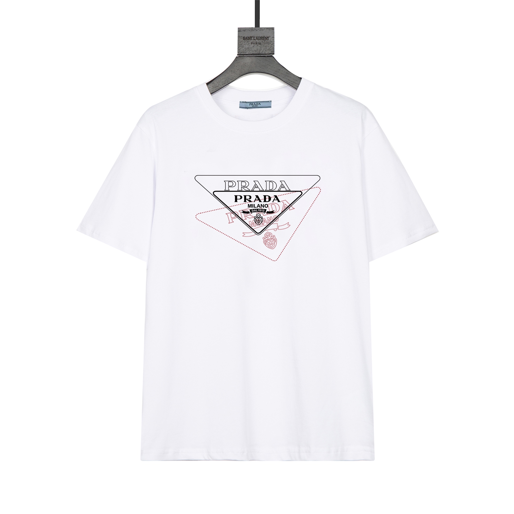Camiseta de manga corta de Prada personalizada con hilo de 32 cabos y tejido de algodón de 250 gramos, con etiqueta de …