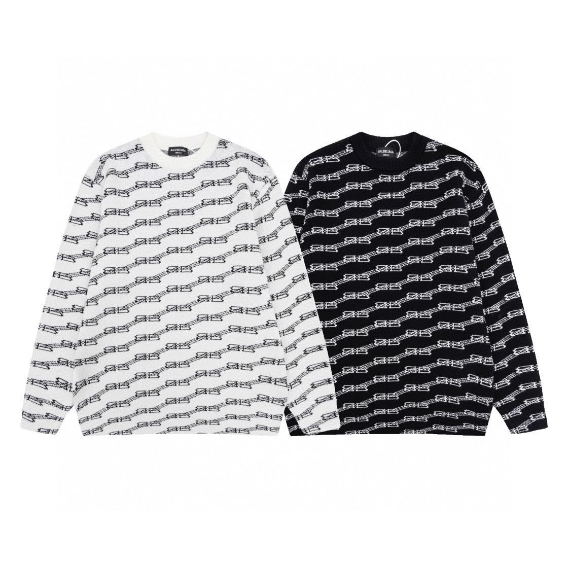 Balenciaga Sweaters: High-Tech Wool, Perfect Details, Black & White, S-XL Sizes - 图片 1