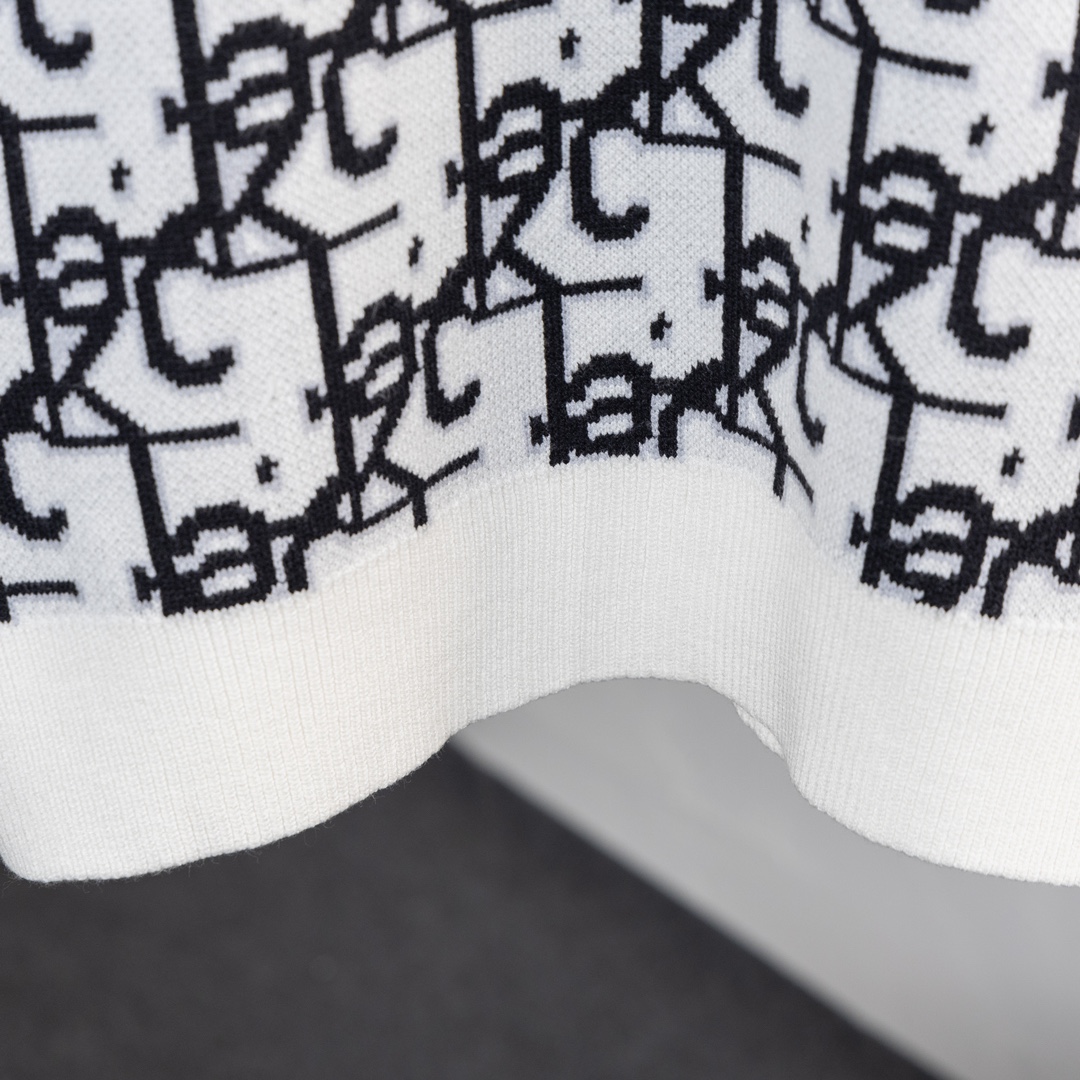 High-Tech Wool Sweater: Dior 23s, 500g, Imported Machinery, Black/White/Green, S-X - 图片 6