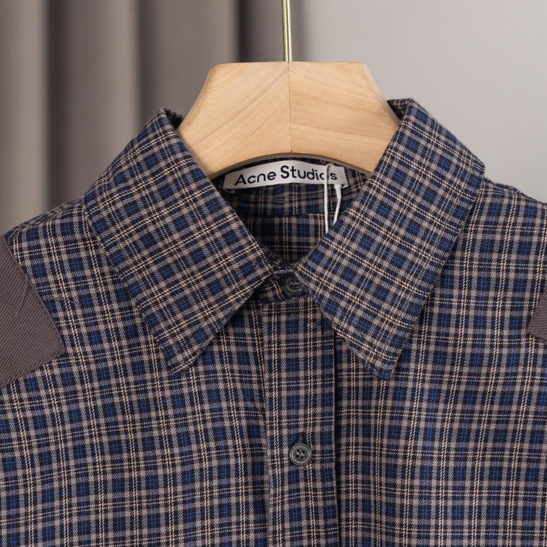 “Acne Studio’s Trendy Jigsaw Shirt: OS-Style Visual-Effect Design, Sizes 44-48” - 图片 4