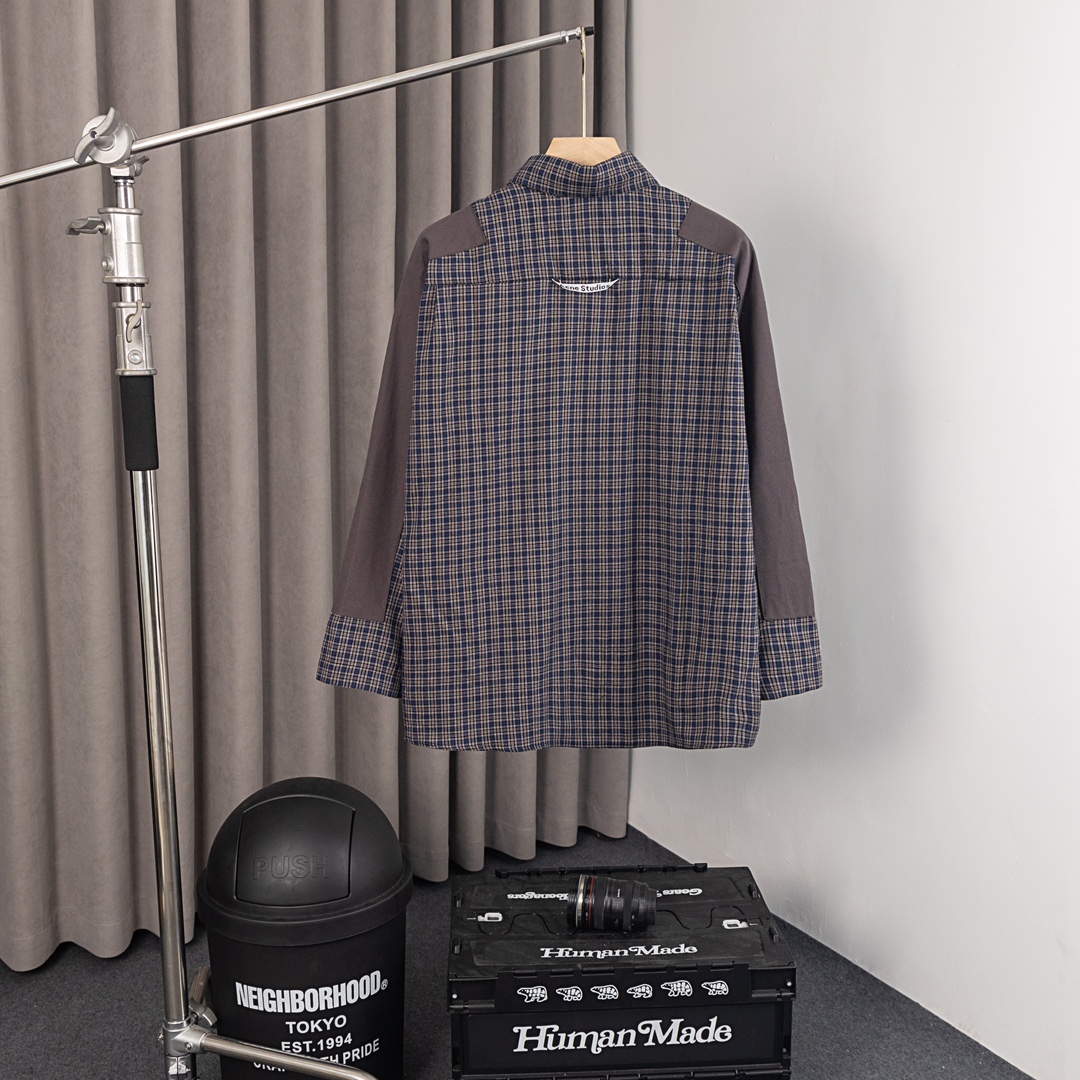 “Acne Studio’s Trendy Jigsaw Shirt: OS-Style Visual-Effect Design, Sizes 44-48” - 图片 2