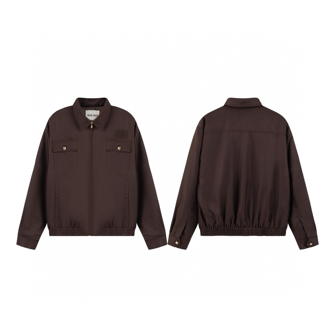 New Miumiu 24FW Cocoa Brown Jacket with Exclusive Features – Limited Edition! - 图片 1