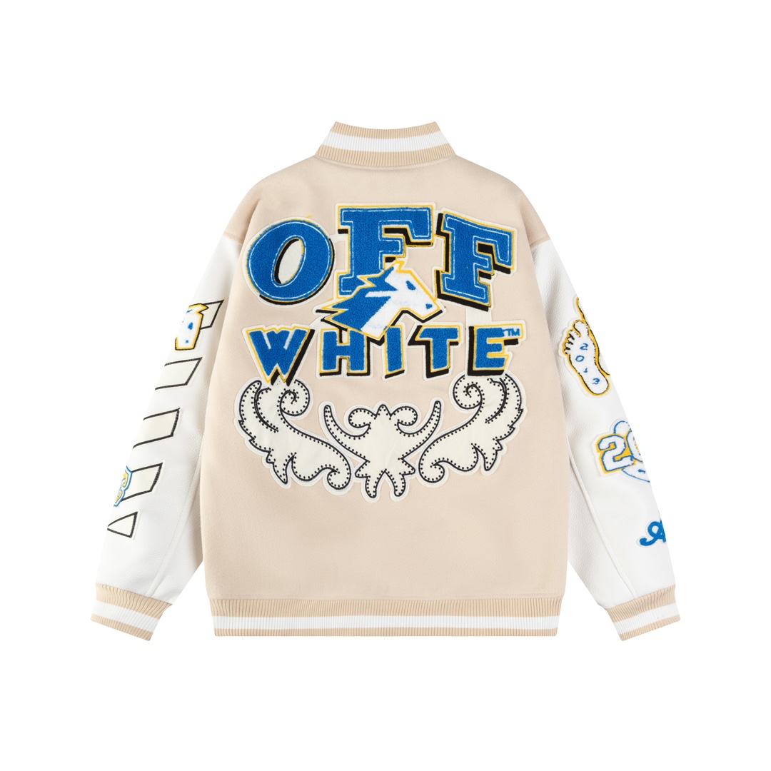 ADY35: Luxurious Off-White Baseball Jacket for Fashionable Commuters - 图片 3