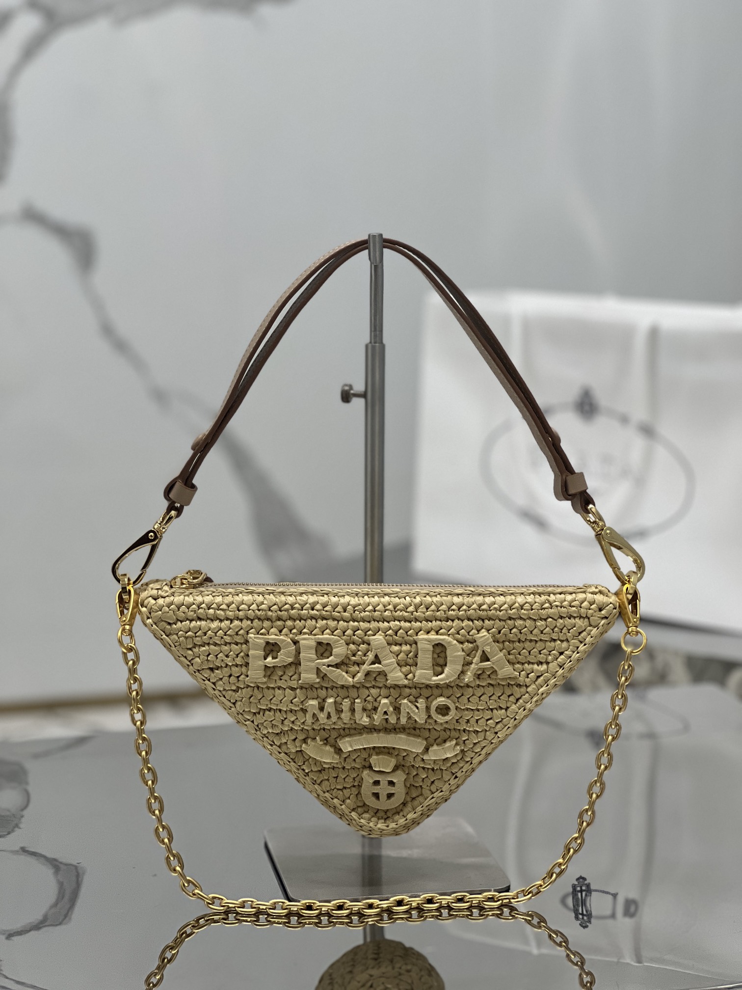 Prada Rare matching counter Woven triangle bag