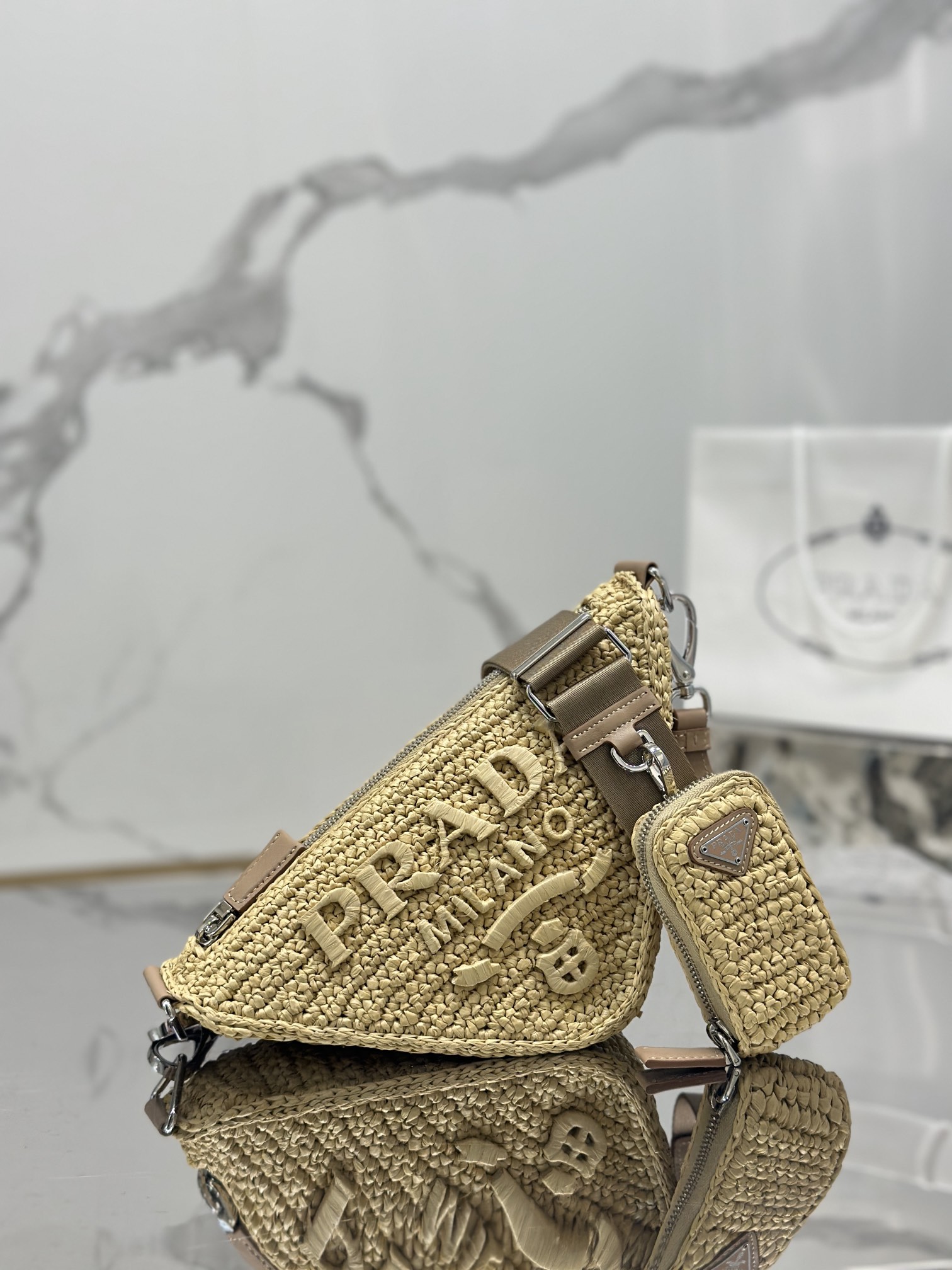 Prada Rare matching counter woven triangle bag