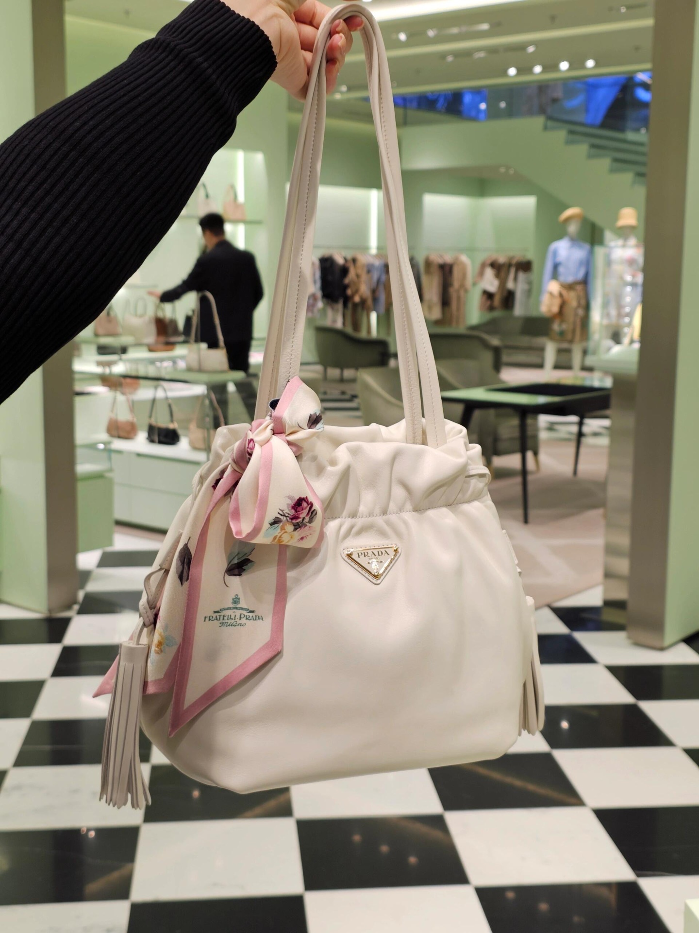 Prada Cabinet diagram lambskin bucket bag
