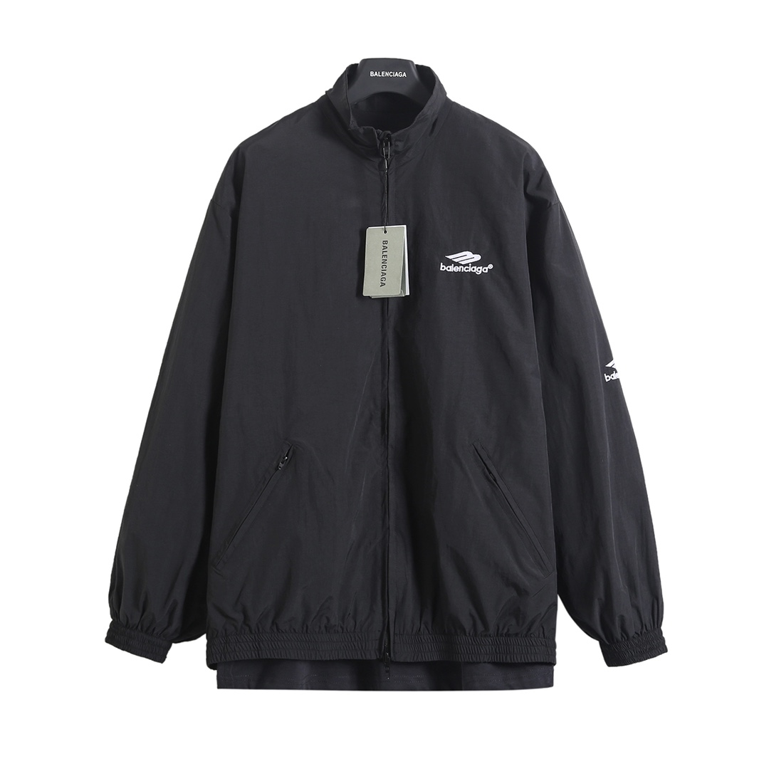 Balenciaga 25FW Black Windbreaker Jacket - Lightweight & Stylish Outerwear