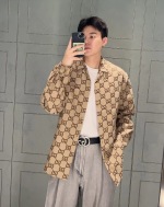 π°185FG upper body effect GUCCI/Gucci 24FW double G small jacquard lapel long-sleeved shirt jacket 1 π°185FG upper body effect GUCCI/Gucci 24FW double G small jacquard lapel long-sleeved shirt jacket