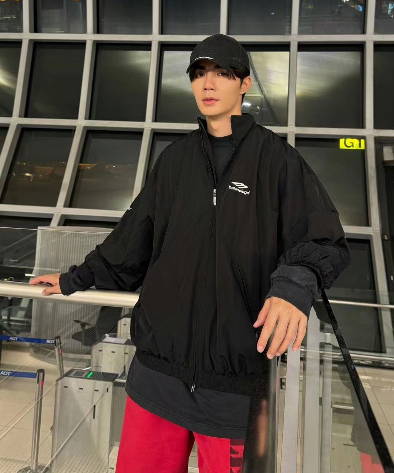 Men's Black Two-Piece Windbreaker Jacket by Balenciaga