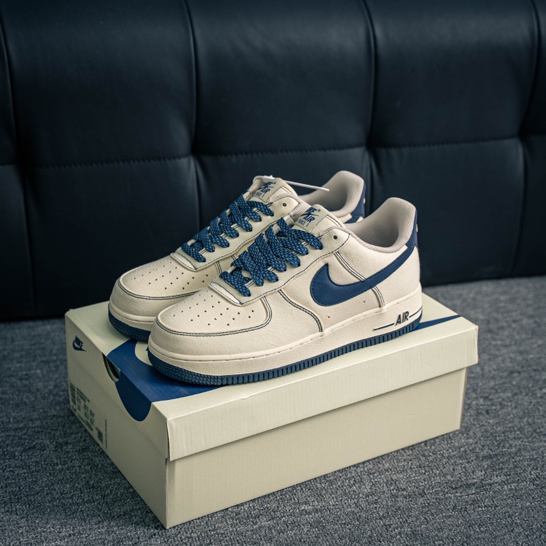[Air Force Series]Air Force One low canvas rice white blue AirForce1 Original