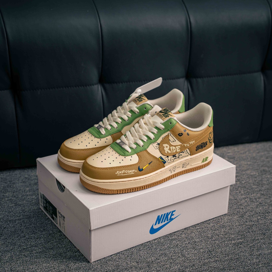 [Air Force Series]Air Force One low white brown painted AirForce1 Original gra