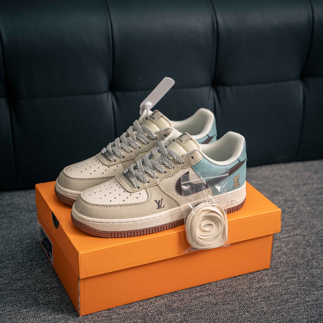 [Air Force Series]Air Force One lowlv white brown blue AirForce1 Original grad