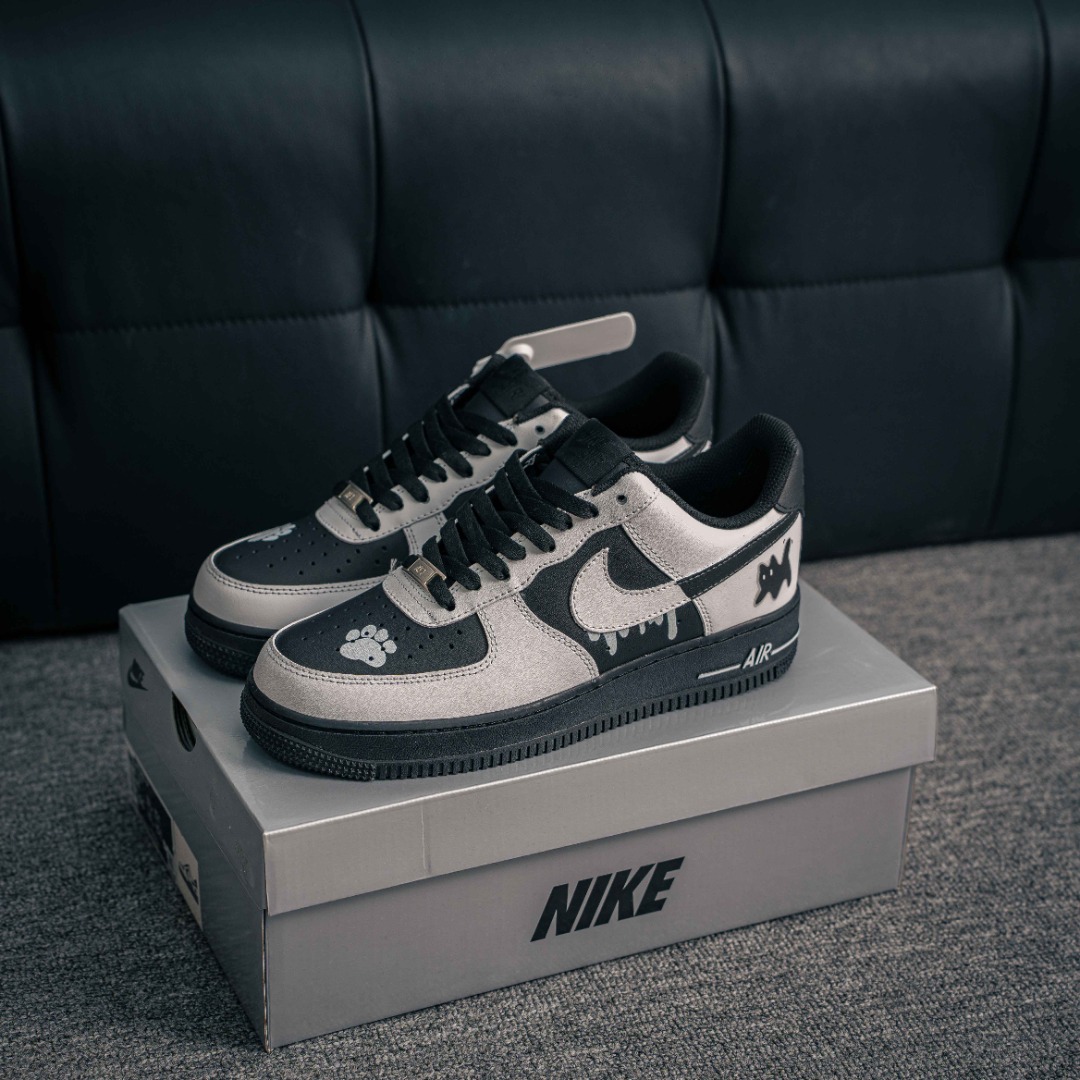 [Air Force Series]Air Force One low black and white cat AirForce1 Original gra