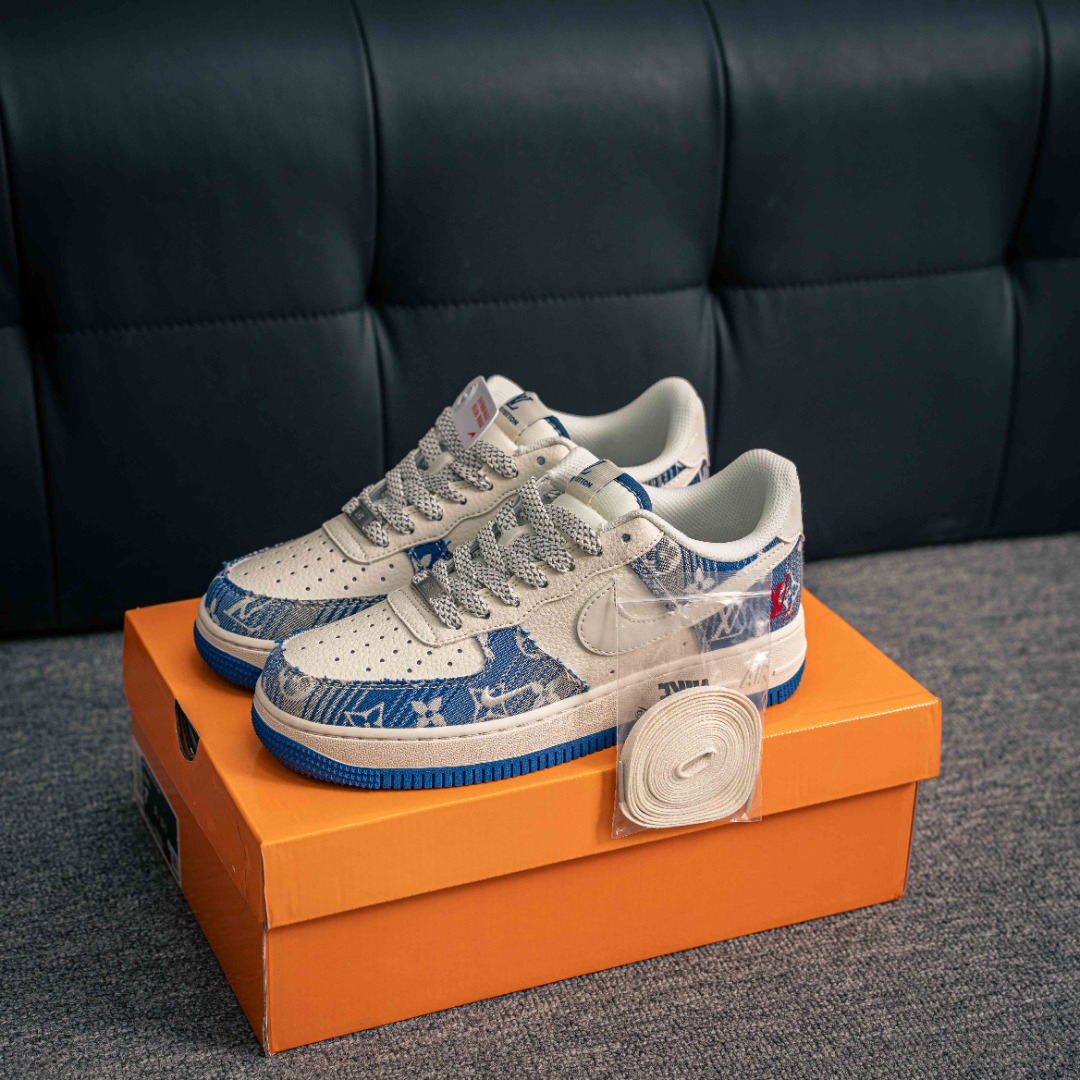 [Air Force Series]Air Force One low denim lv print AirForce1 Original grade or