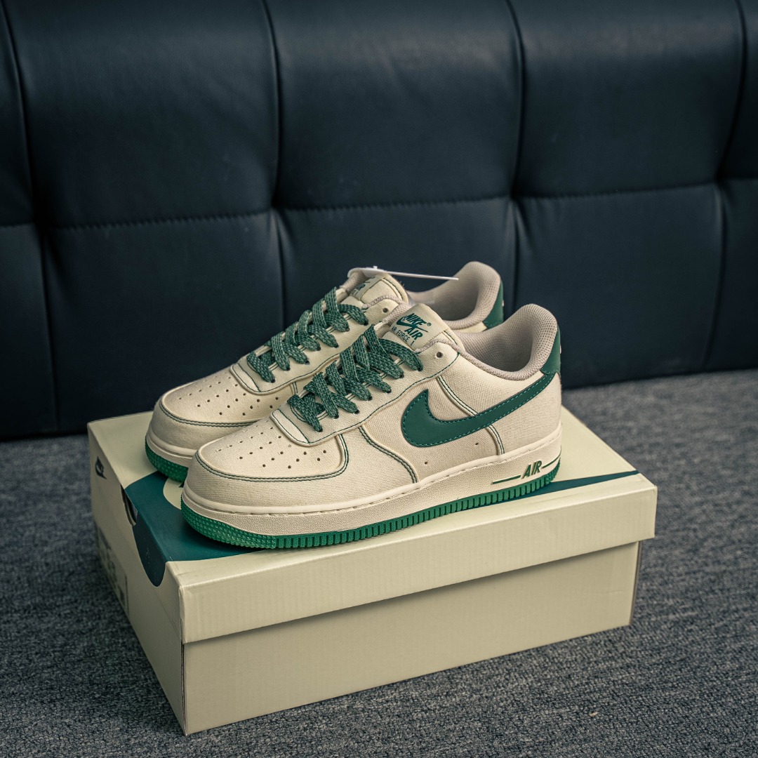 [Air Force Series]Air Force One low white and green canvas AirForce1 Original