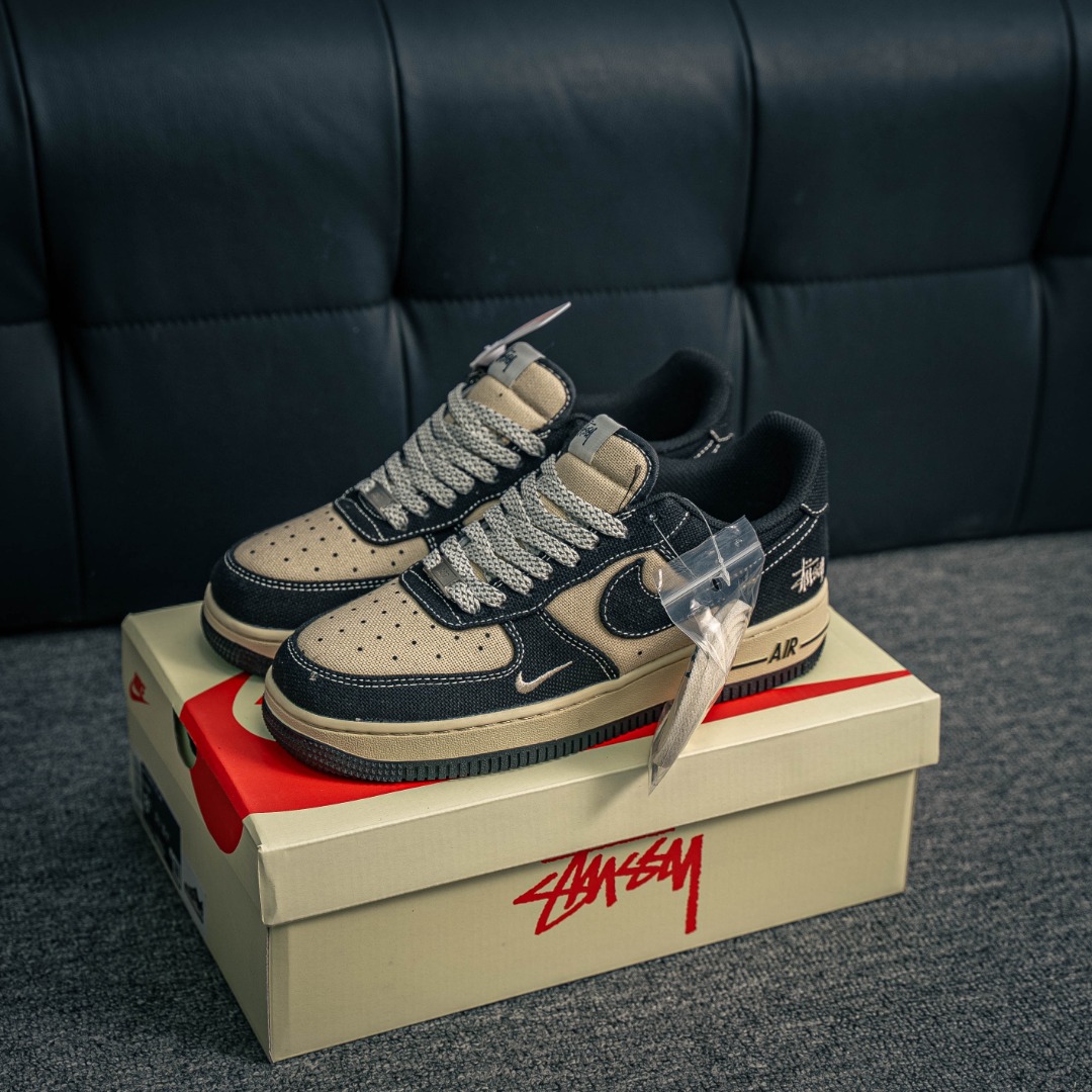 [Air Force Series]Air Force One low canvas black rice white stucey AirForce1 O