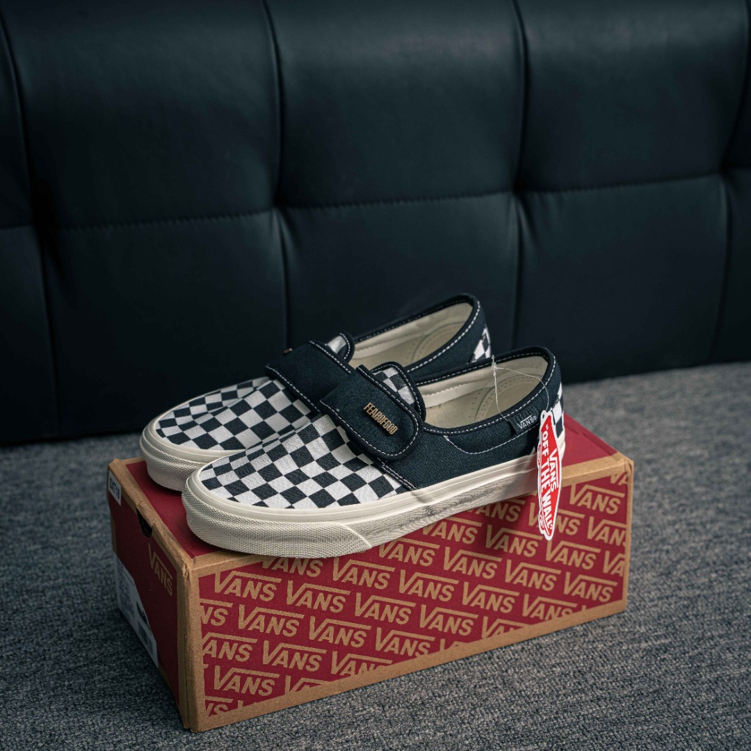 [Vans Series]FearofFogxVansSlipOn47VDXFOG High Street Black and White plaid sl