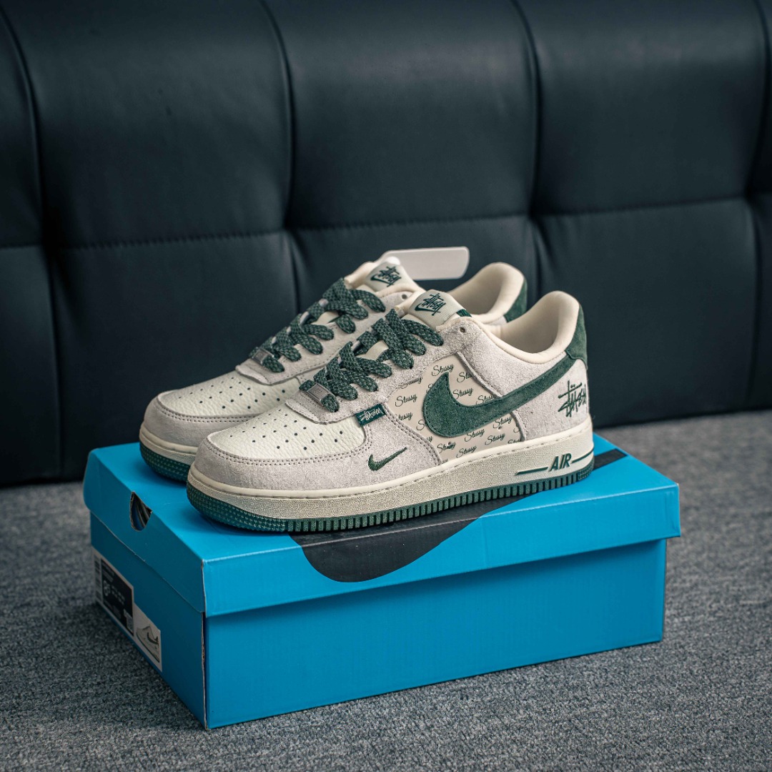 [Air Force Series]Air Force One low Stucey suede gray green AirForce1 Original