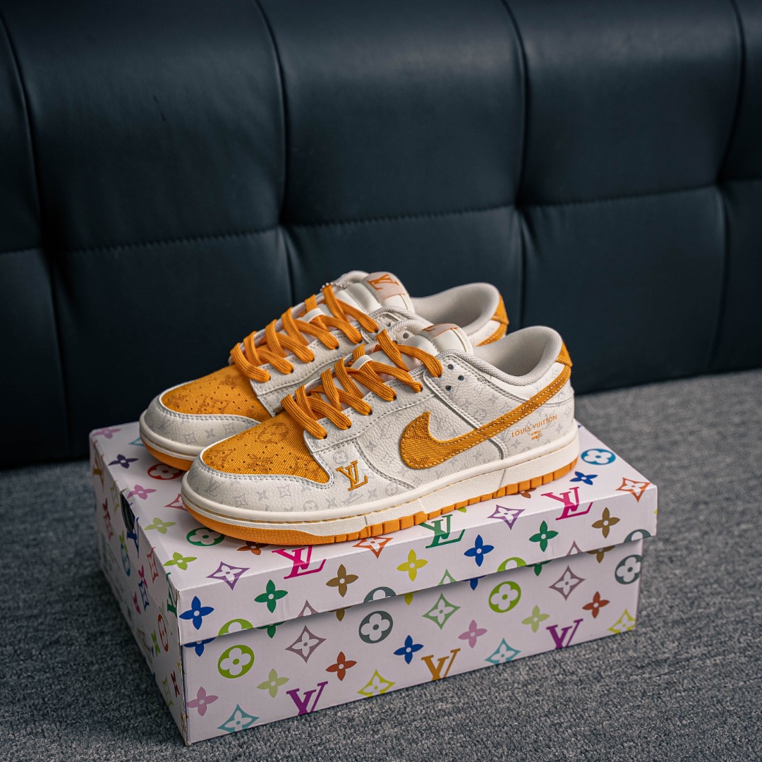 [Dunk Series]NikeDunklowlv white-yellow printed complete set of original lasts