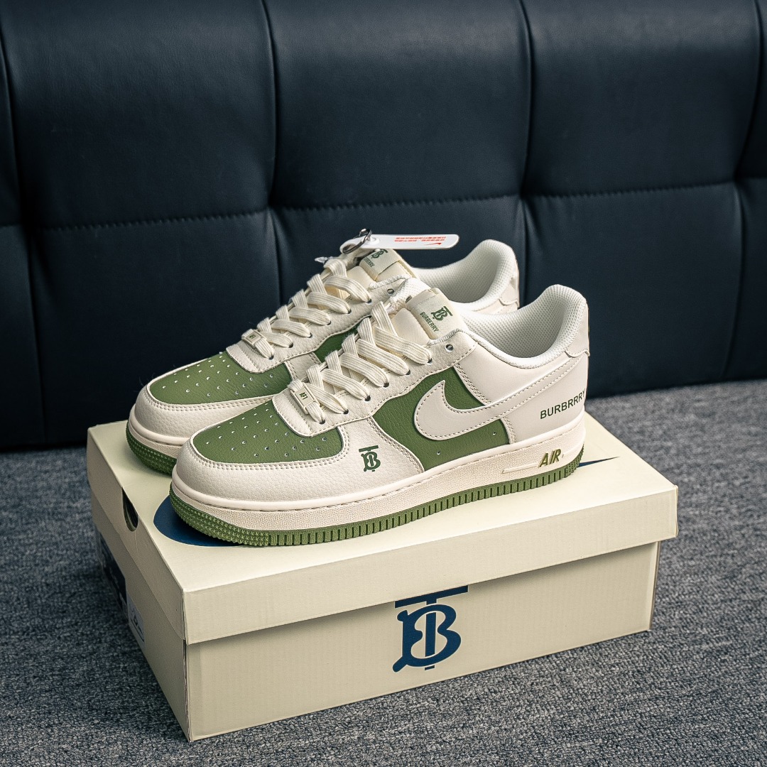 [Air Force Series]Air Force One low Burberry White Green AirForce1 Original gr