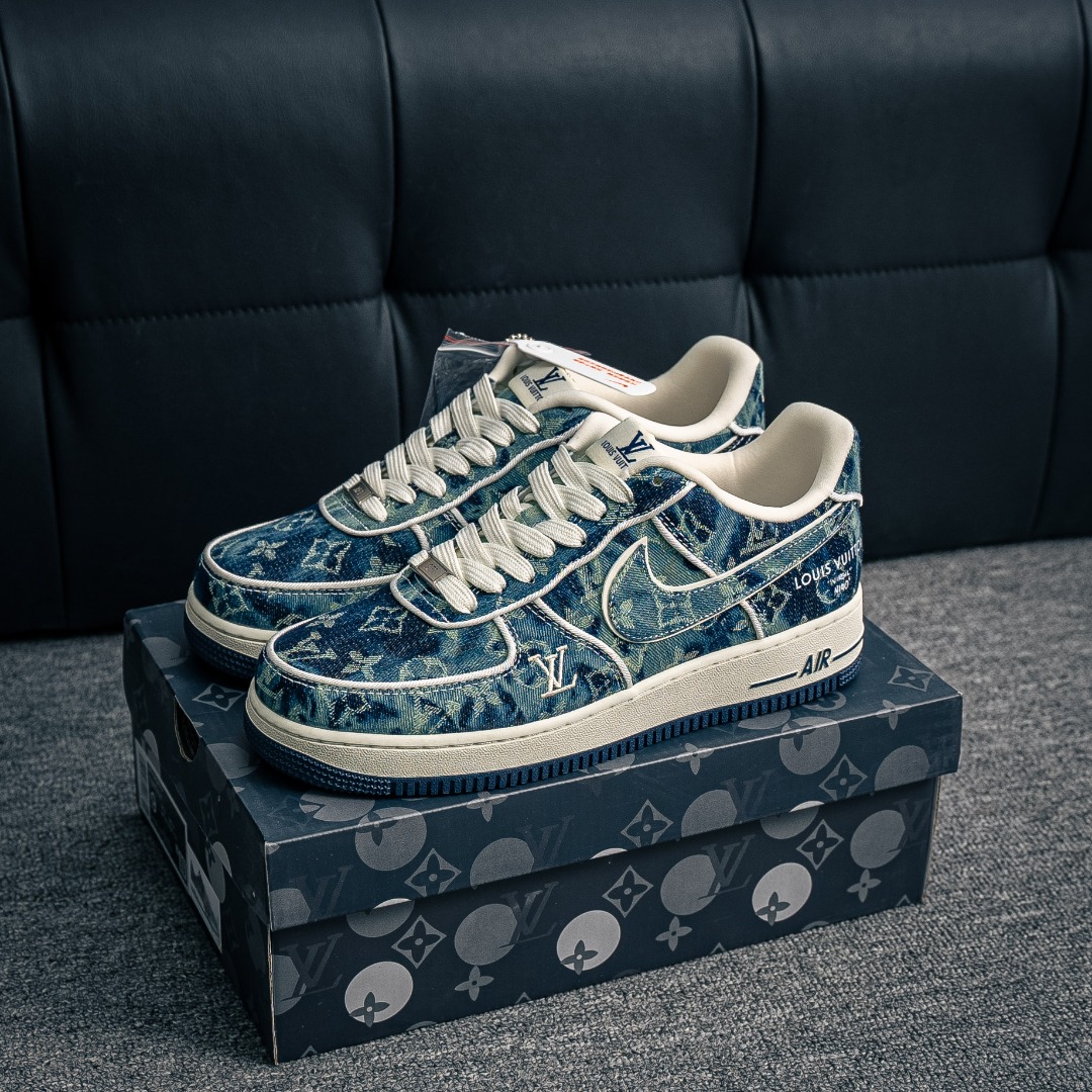 [Air Force Series]Air Force One low denim lv print AirForce1 Original grade or