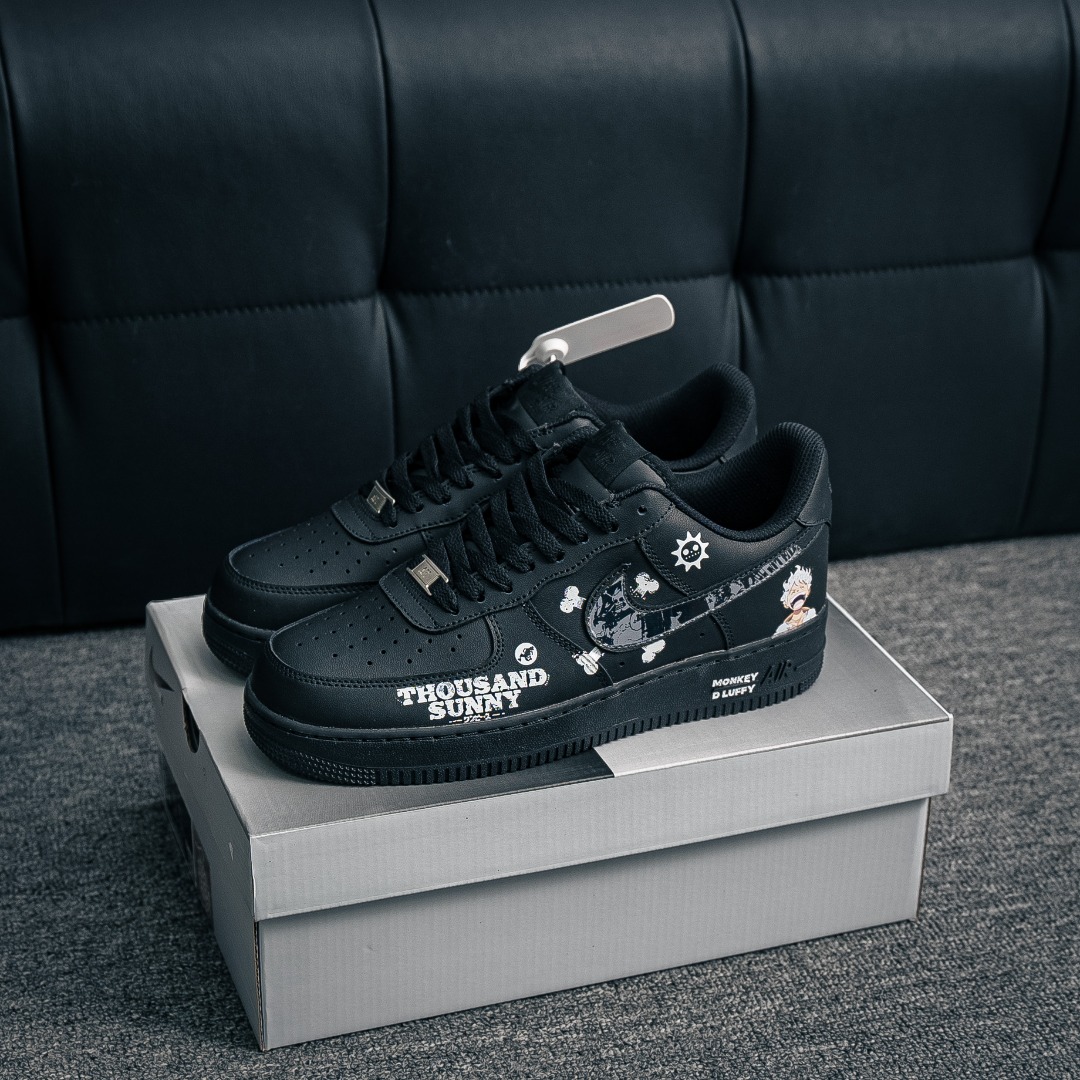 [Air Force Series]Air Force One low One Piece Custom Doodle Pure Black AirForc