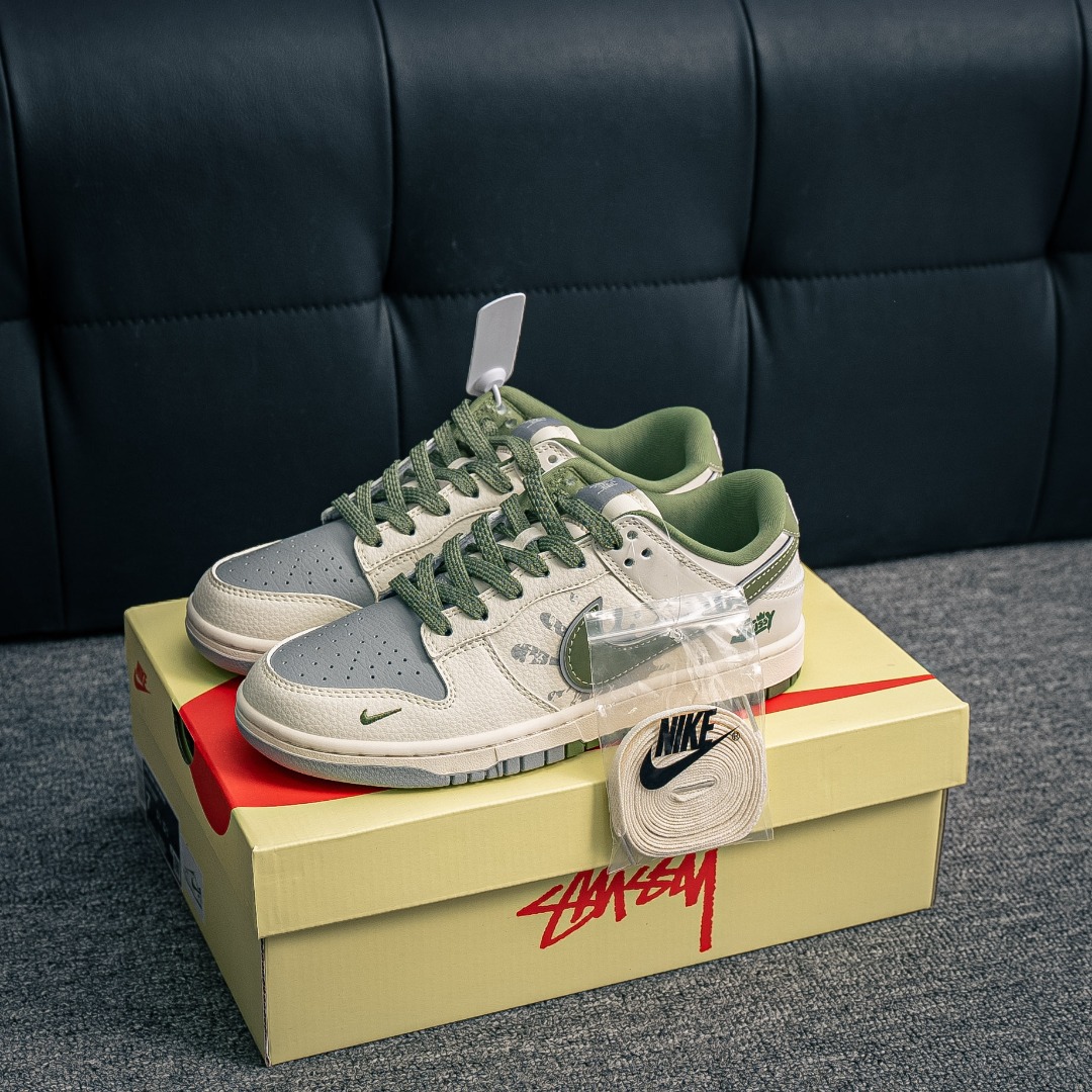 [Dunk Series]NikeDunklow Stucy white, green and gray full set of original last