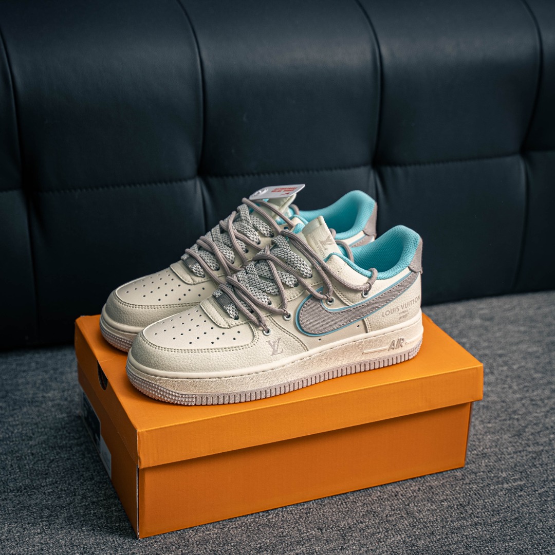 [Air Force Series]Air Force One low Deconstructed strap custom white gray blue