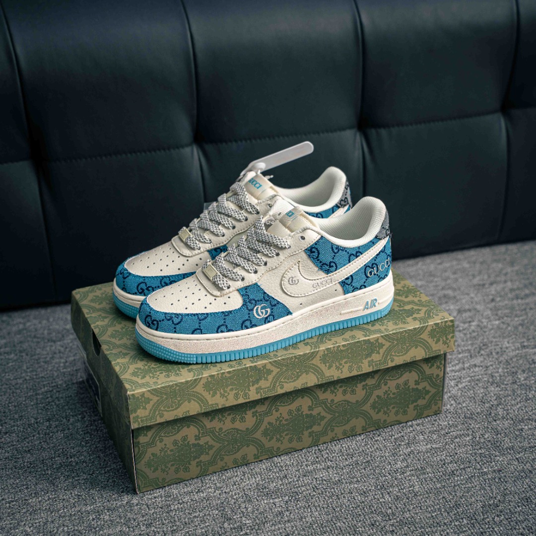 [Air Force Series]Air Force One low white blue Gucci AirForce1 Original grade