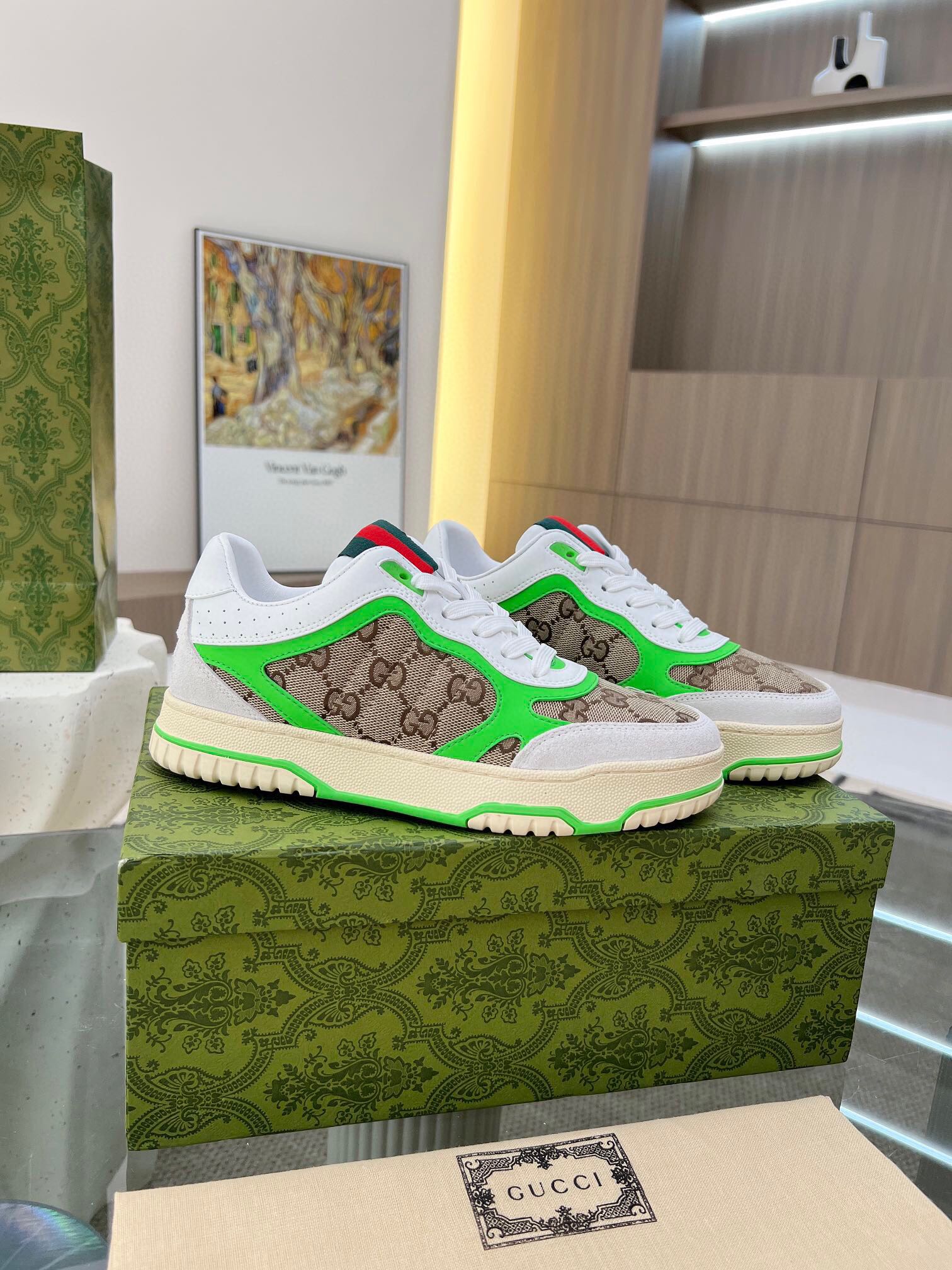 合集图450 Gucci Re-Web 新款 复古做旧效果运动鞋小白鞋板鞋