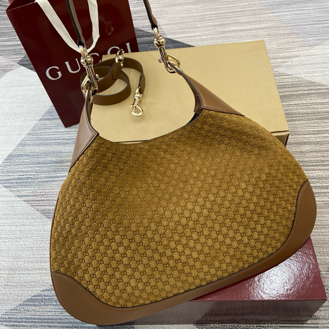 Gucci Medium GG Monogram Suede Shoulder Bag Tote, Brown 8 i1741933735044 5960 0 6