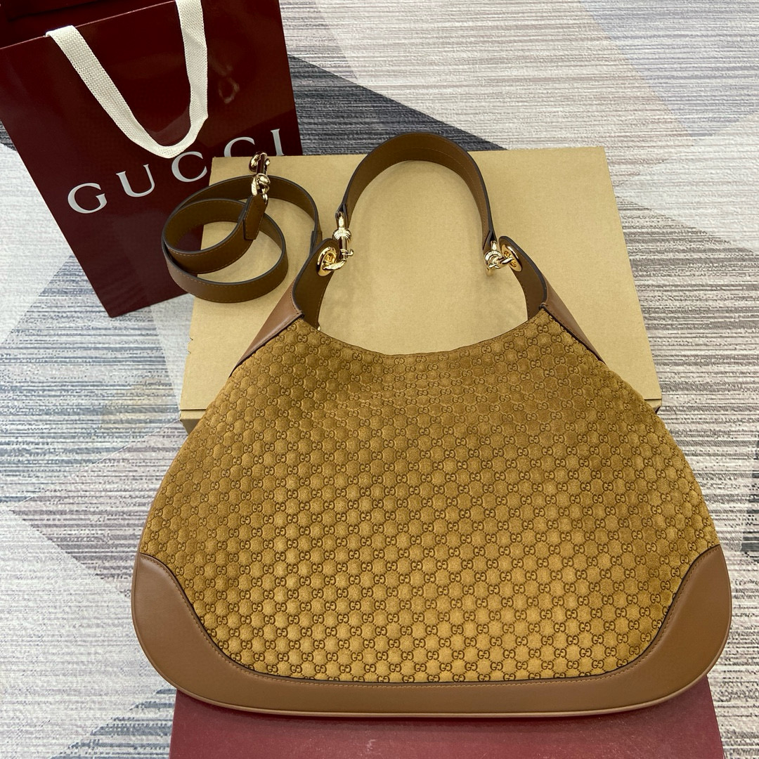Gucci Medium GG Monogram Suede Shoulder Bag Tote, Brown 3 i1741933735577 8141 0 1