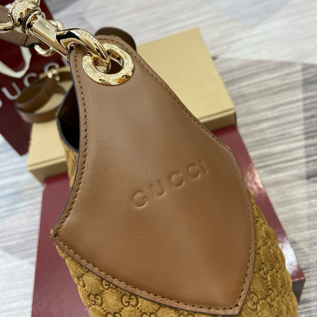 Gucci Medium GG Monogram Suede Shoulder Bag Tote, Brown 6 i1741933735579 2439 0 4