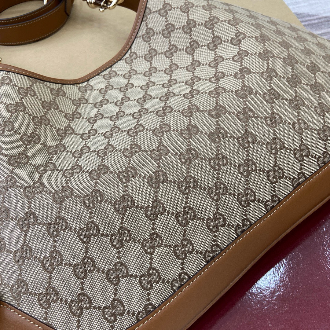 Gucci Medium Tote Bag in Beige Canvas with Brown Leather Trim 8 i1741933899904 5359 0 6