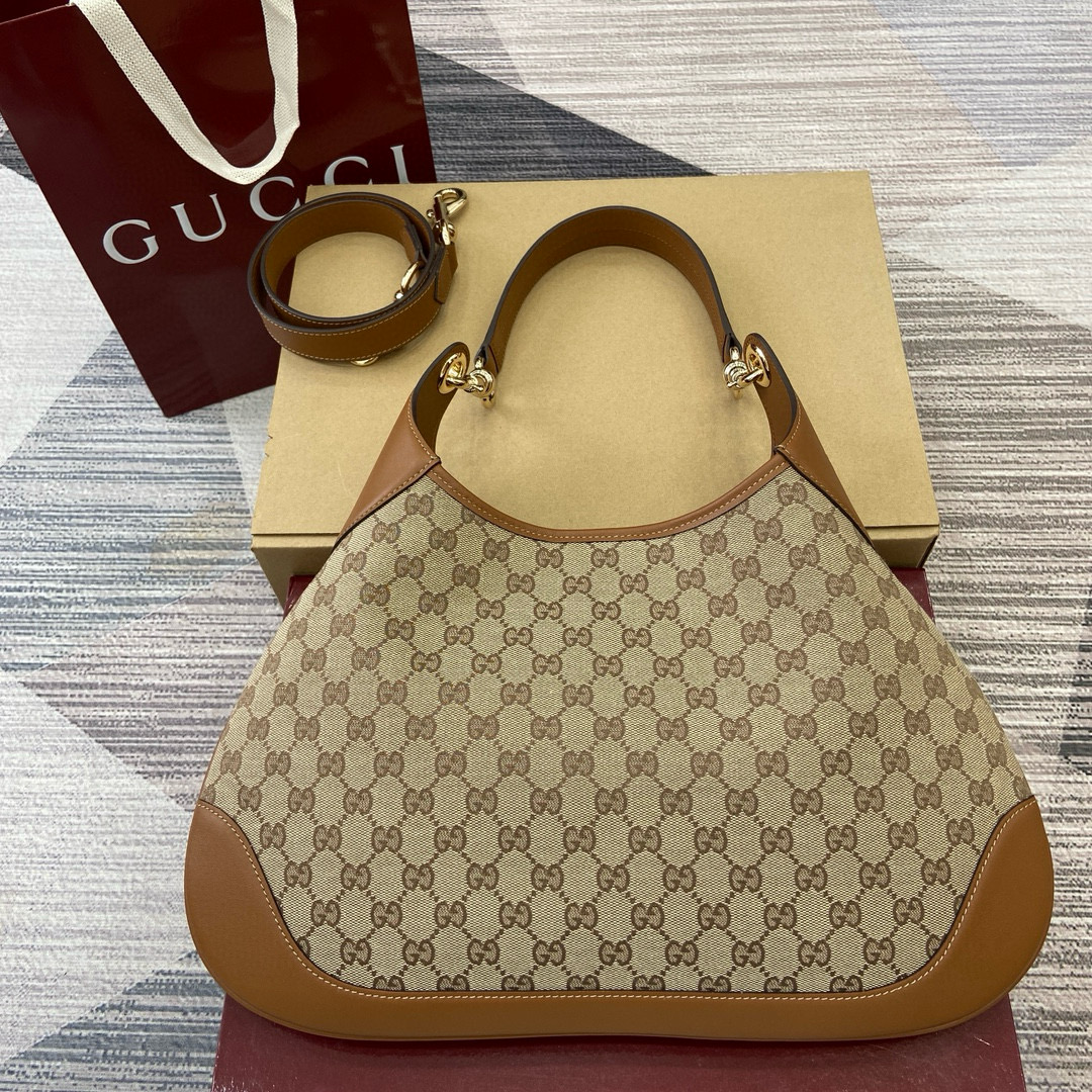 Gucci Medium Tote Bag in Beige Canvas with Brown Leather Trim 3 i1741933900816 8223 0 1