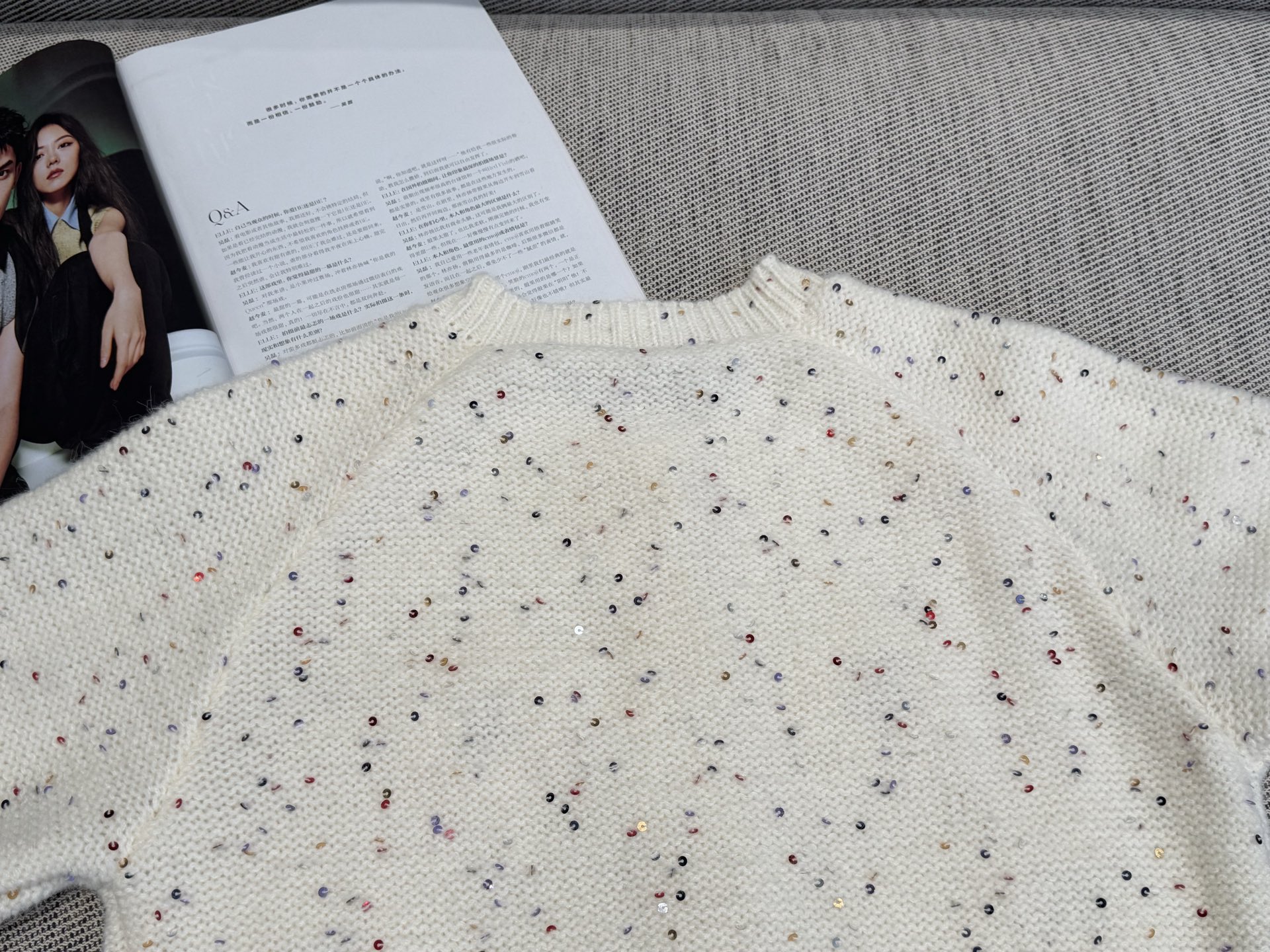 思家｜花朵刺绣亮片开衫🎀50%羊毛，50%棉花朵亮片针织毛衣开衫外套，彩色亮片开衫巧妙融合甜美与闪耀元素