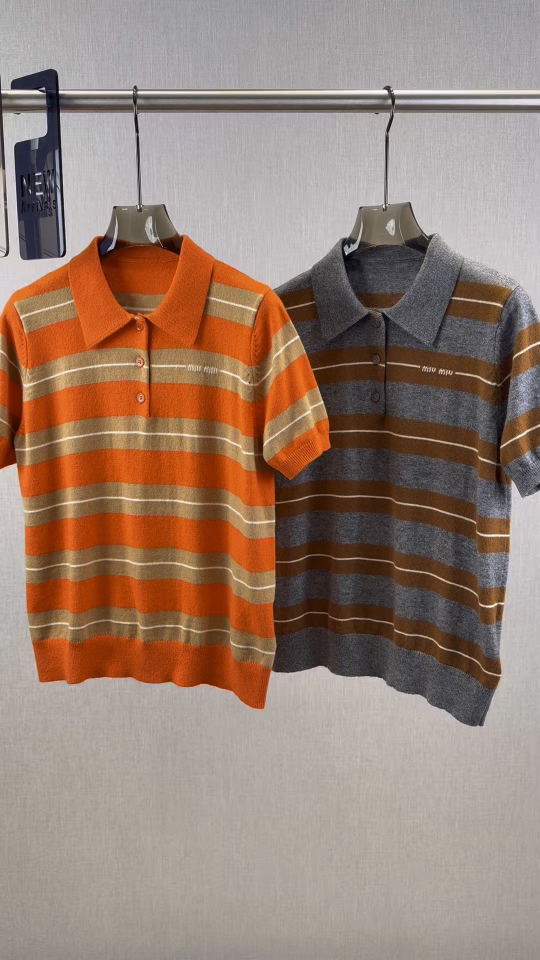 miu家｜条纹Polo领短袖💜实拍