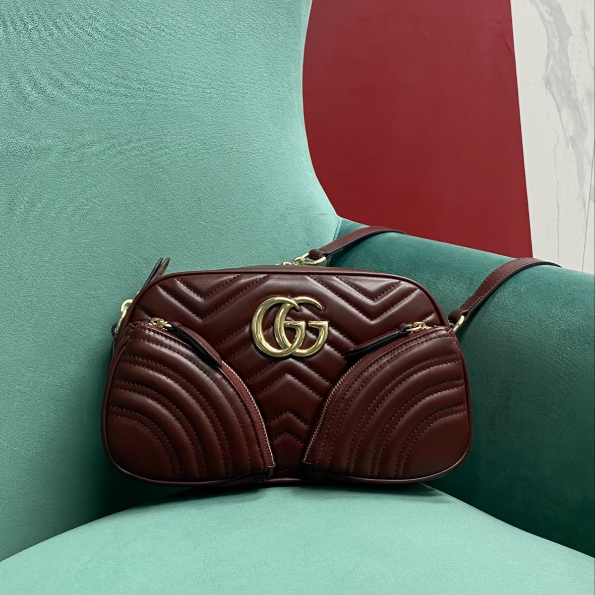 Gucci Marmont Taschen Umhängetaschen  & Schultertaschen Online-Verkäufe
 Burgund Gold Rot Weiß Herbstsammlung