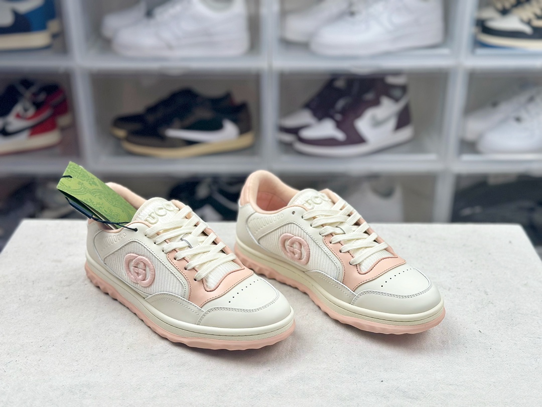 350 古驰Gucci Mac 80 Low Sneaker 系列低帮复古百搭休闲运动小脏板鞋“米白深灰GG刺绣生胶底”