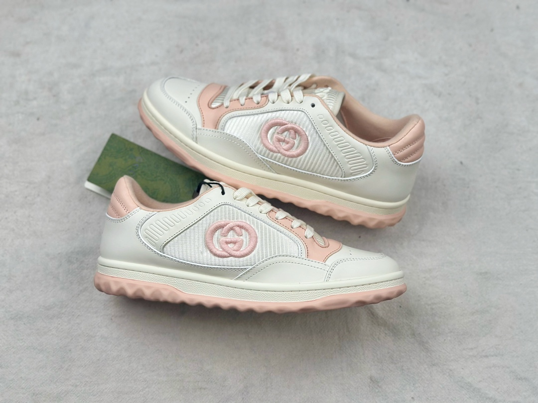 350 古驰Gucci Mac 80 Low Sneaker 系列低帮复古百搭休闲运动小脏板鞋“米白深灰GG刺绣生胶底”