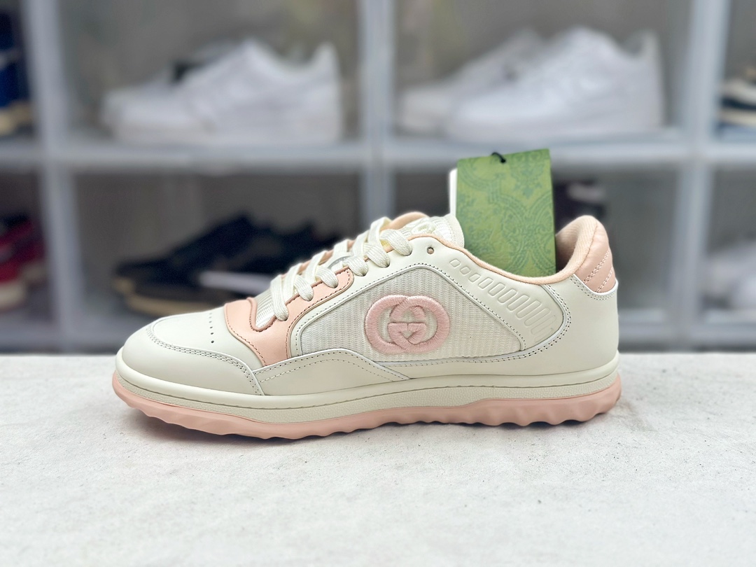 350 古驰Gucci Mac 80 Low Sneaker 系列低帮复古百搭休闲运动小脏板鞋“米白深灰GG刺绣生胶底”