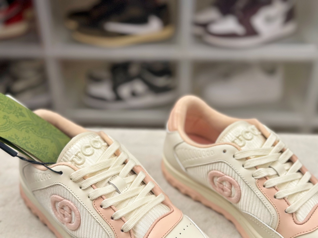 350 古驰Gucci Mac 80 Low Sneaker 系列低帮复古百搭休闲运动小脏板鞋“米白深灰GG刺绣生胶底”